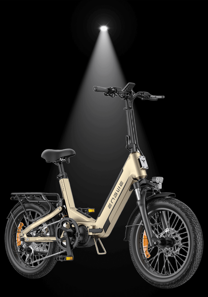 ENGWE L20 3.0 BOOST ELECTRIC BIKE showcased with spotlight on a stylish full suspension design.