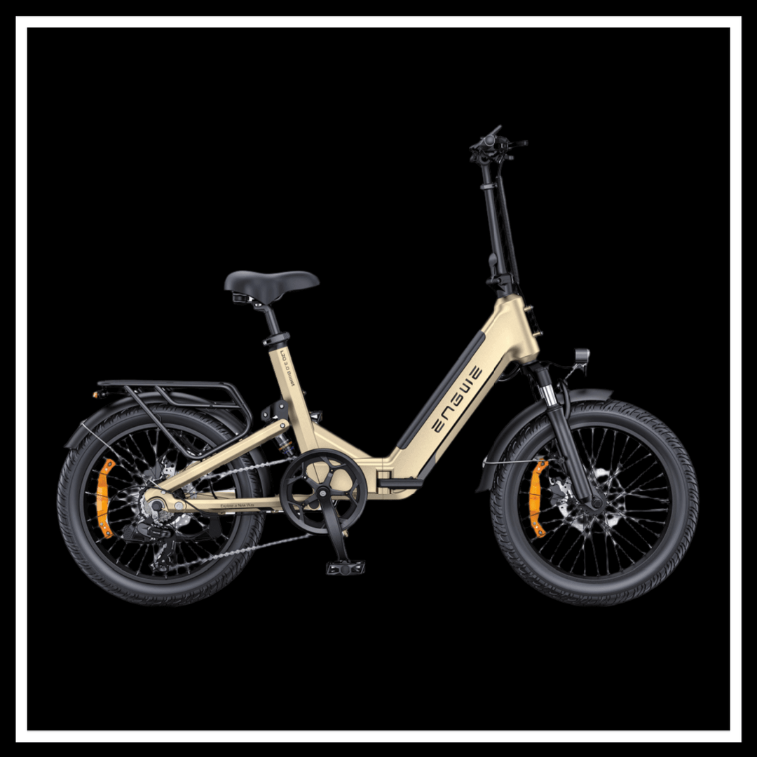 ENGWE L20 3.0 PRO electric bike in stylish gold finish, showcasing its compact design and rugged fat tires.
