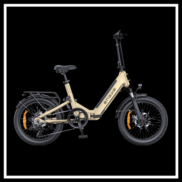 ENGWE L20 3.0 PRO electric bike in stylish gold finish, showcasing its compact design and rugged fat tires.