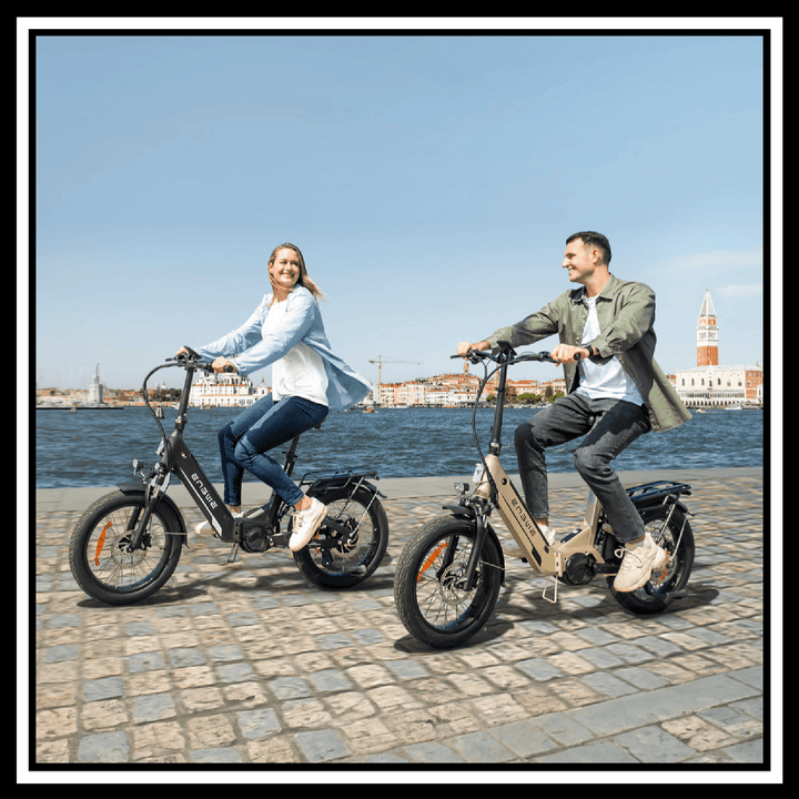 ENGWE L20 3.0 PRO electric bikes in a scenic outdoor setting by the water.