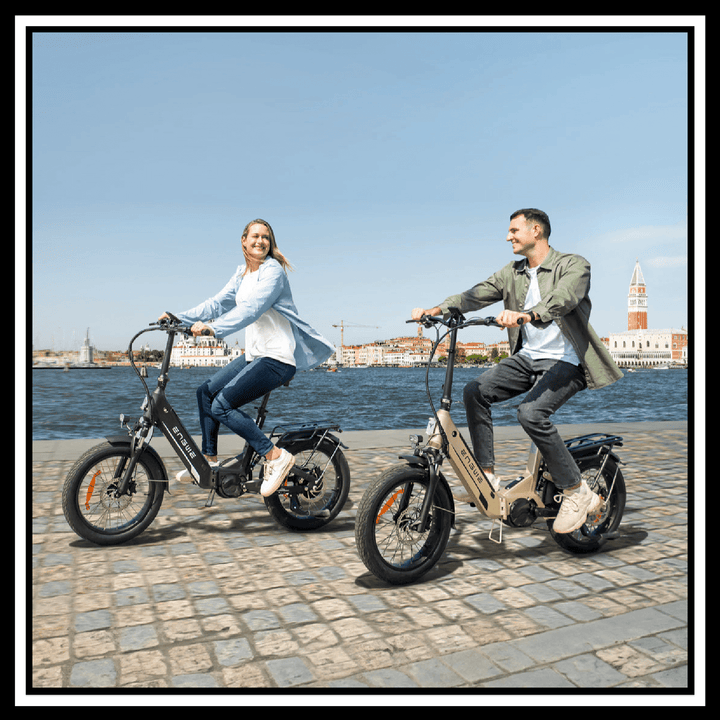 ENGWE L20 3.0 PRO electric bikes in a scenic outdoor setting by the water.