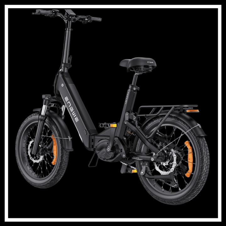 ENGWE L20 3.0 BOOST ELECTRIC BIKE showcasing its full suspension and compact folding design.