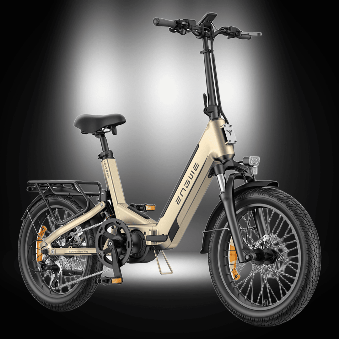 ENGWE L20 3.0 BOOST ELECTRIC BIKE displayed in an elegant design with full suspension and folding features.
