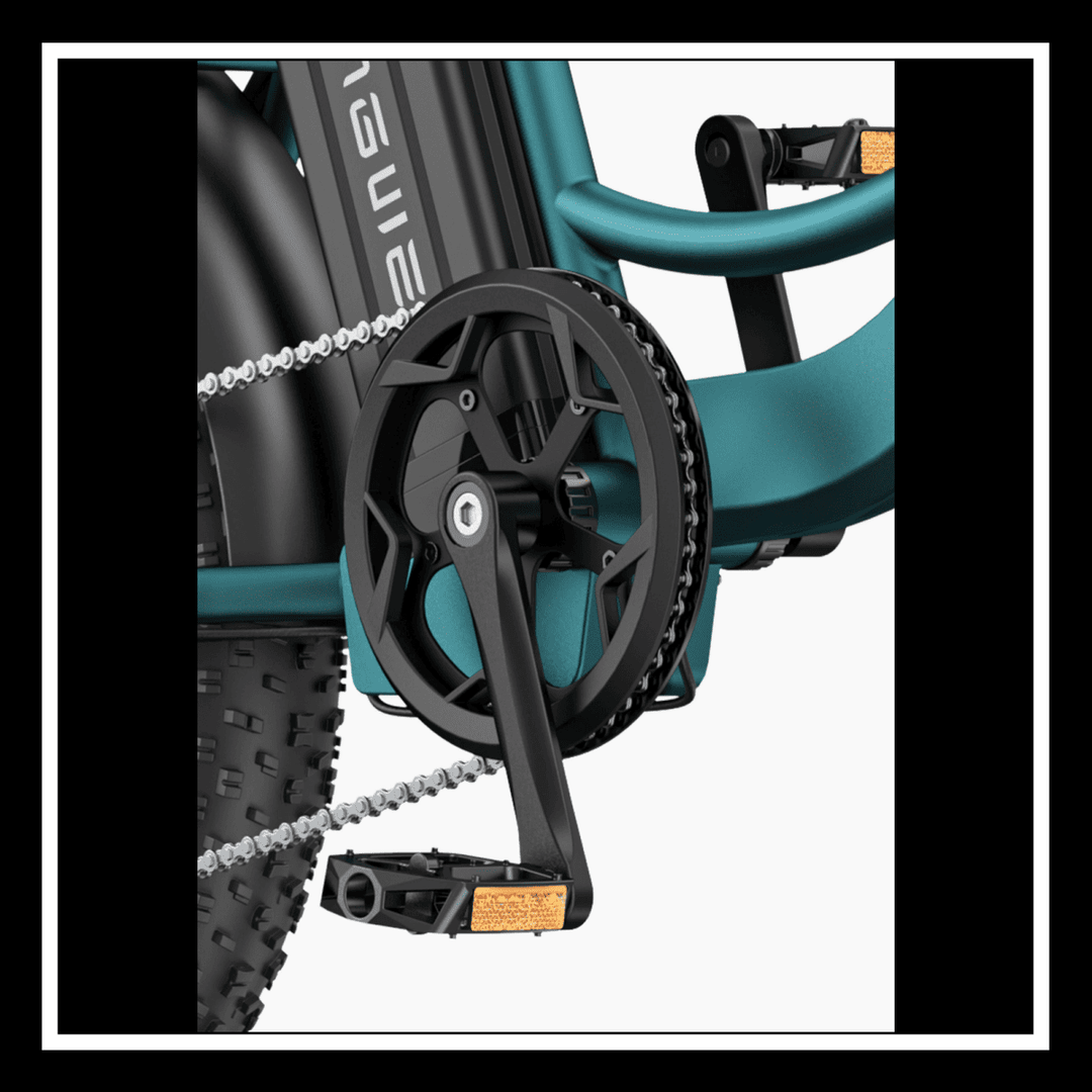 ENGWE L20 BOOST electric bike pedal and chain detail showcasing high-quality components.