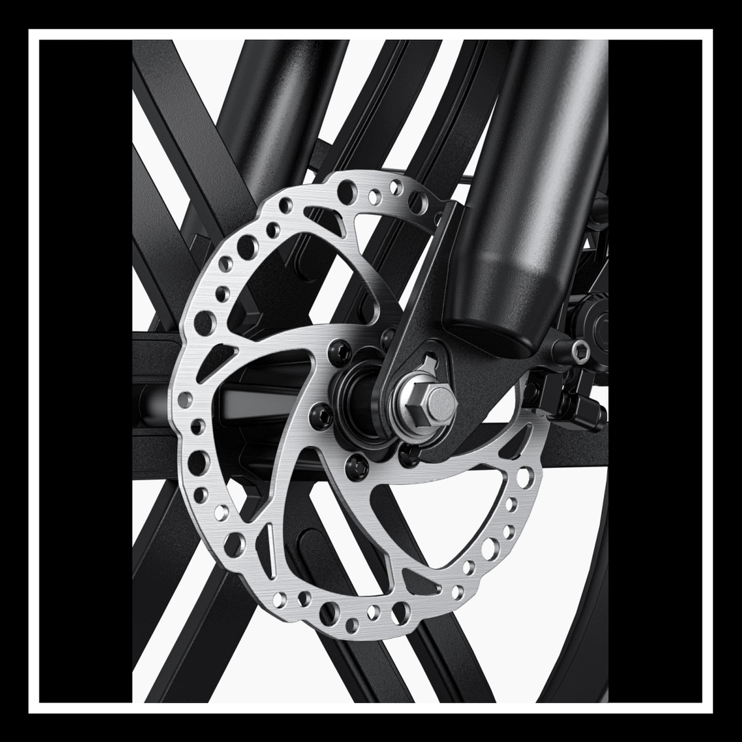 ENGWE L20 BOOST high-performance disc brake close-up, showcasing advanced braking technology and durability.