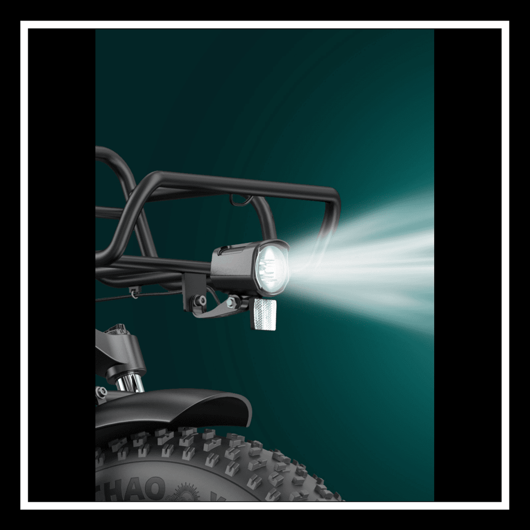 ENGWE L20 BOOST bike front light illuminating the path, designed for safety during rides.