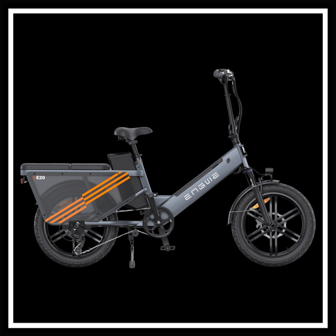 ENGWE LE20 cargo e-bike side view showcasing its cargo capacity and modern design.