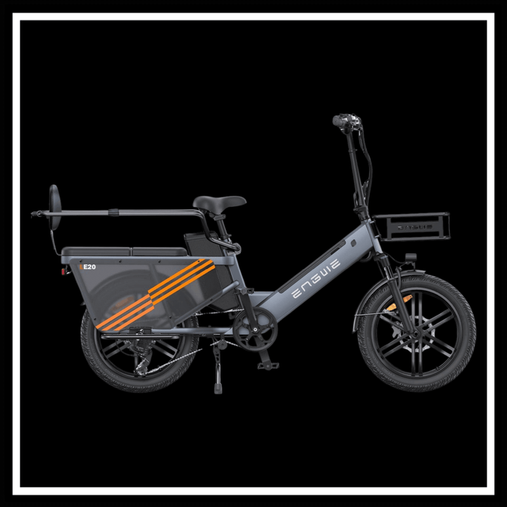ENGWE LE20 cargo e-bike side view showcasing long-tail design and cargo capacity.