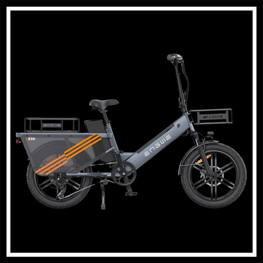 ENGWE LE20 cargo e-bike showcasing a robust design with heavy-duty payload capacity and passenger features.