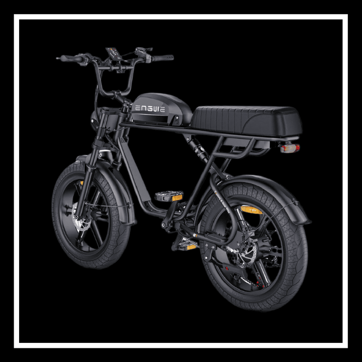 Engwe M1 electric bike showcasing its sleek design and fat tires for urban and adventure riding.