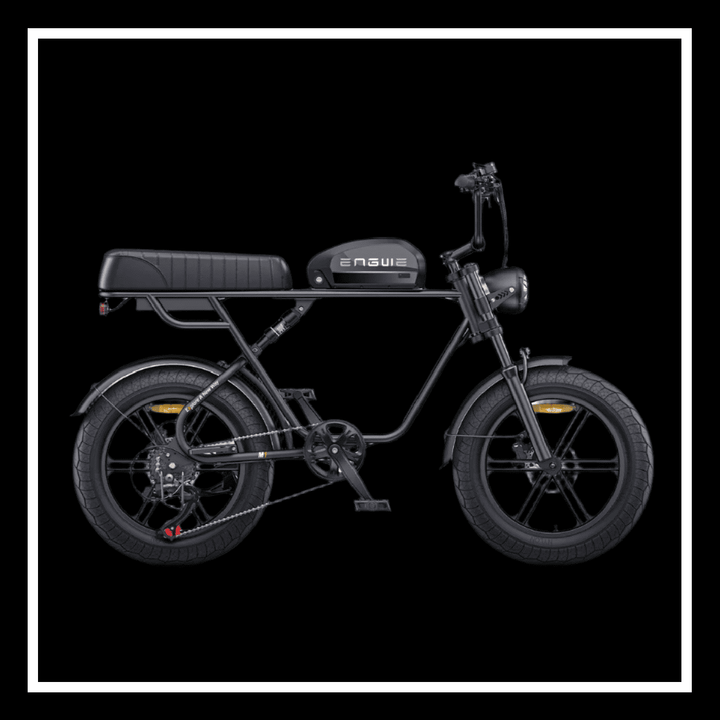 ENGWE M1 electric motorcycle with fat tyres and dual suspension, showcasing performance and style.