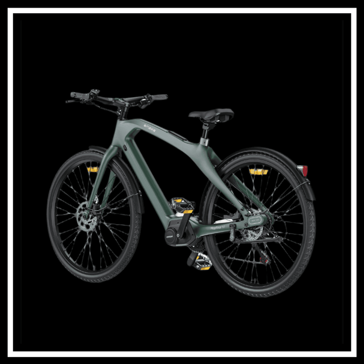 ENGWE MAPFOUR N1 PRO e-bike showcasing its sleek design and carbon fiber frame on a black background.
