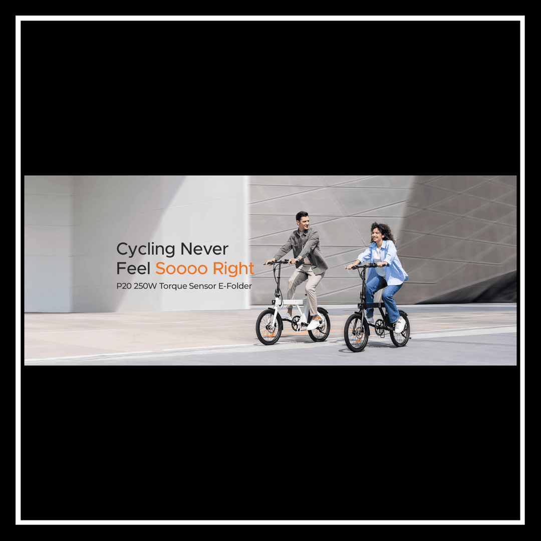 Engwe P20 electric bike in use, showcasing urban commuting convenience and style.