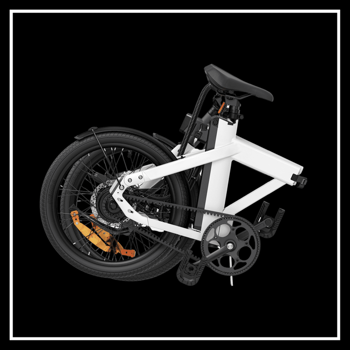 Engwe P20 electric bike folded for easy storage and transportation, ideal for urban commuting.