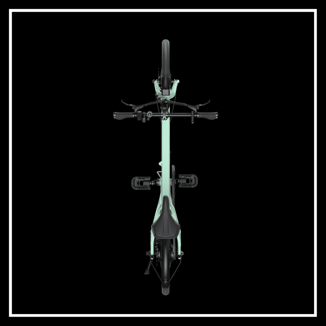 Top view of the Engwe P20 electric bike showcasing its sleek design and handlebars.