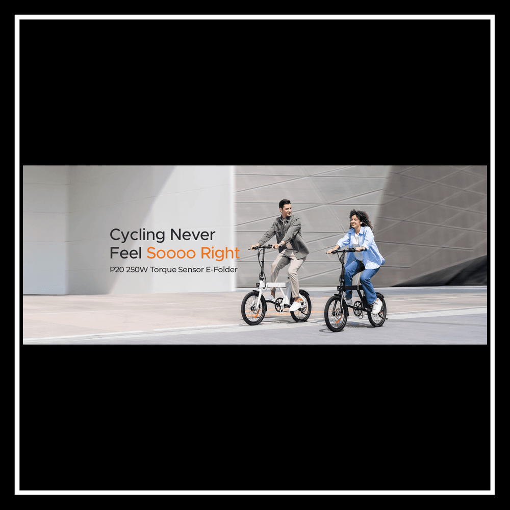Engwe P20 electric bike in use, showcasing urban commuting convenience and style.