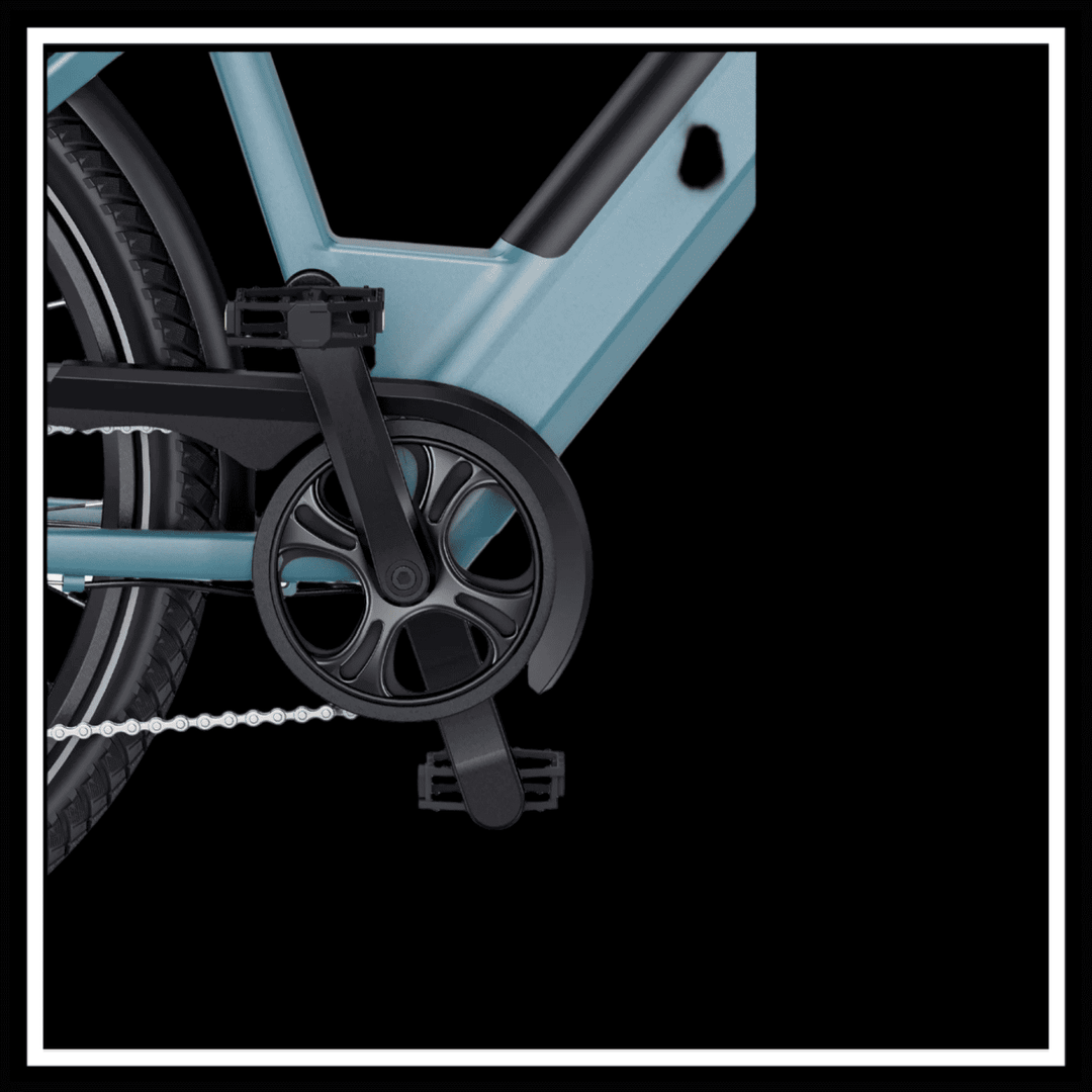 ENGWE P275 SE e-bike pedal assembly showcasing smart design and efficiency features.