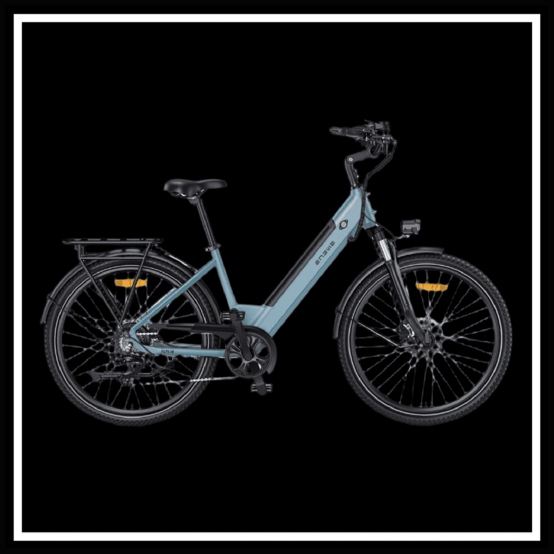 ENGWE P275 SE ELECTRIC BIKE side view in blue against a black background.