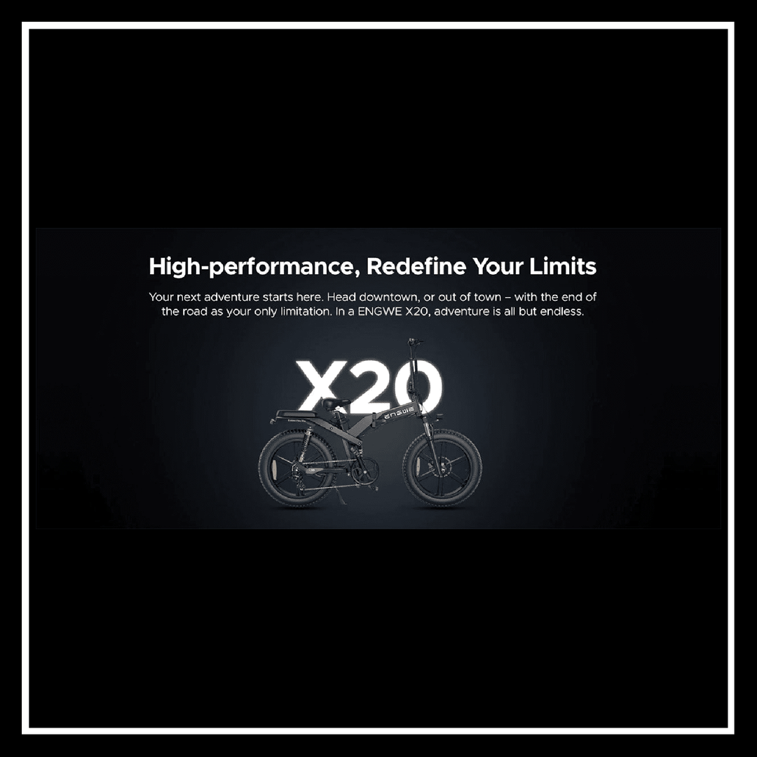 ENGWE X20 Folding Electric Bike showcasing high performance and adventure-ready design.
