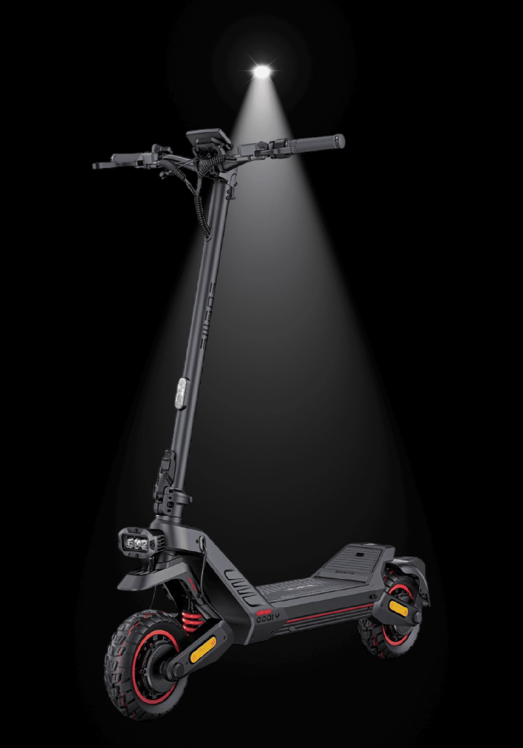 ENGWE Y1000 Electric Scooter illuminated in dark background showcasing its sleek design and advanced features.