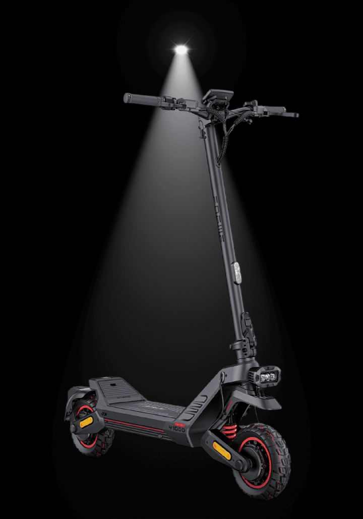 ENGWE Y1000 Electric Scooter illuminated in dark background showcasing its sleek design and advanced features.