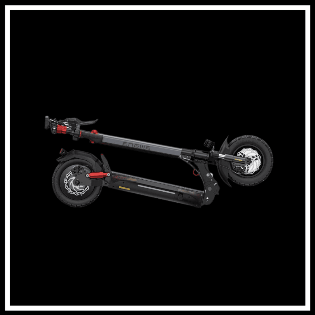 ENGWE Y600 S electric scooter in a folded position, showcasing its compact design and portability.