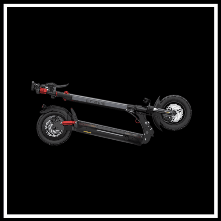 ENGWE Y600 S electric scooter in a folded position, showcasing its compact design and portability.
