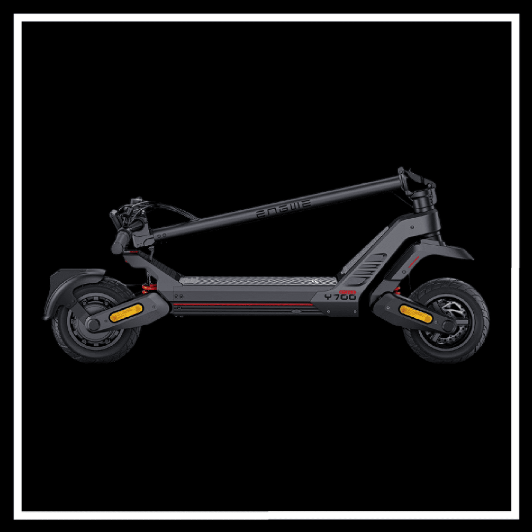 ENGWE Y700 Electric Scooter folded side view showcasing its compact design and features.