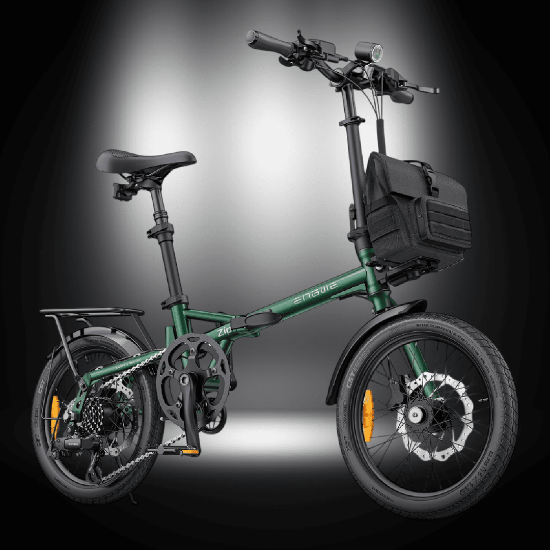 ENGWE ZIP ELECTRIC BIKE showcased in vibrant green with portable design and practical features.