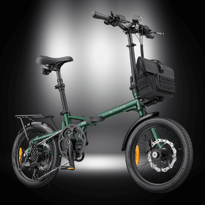 ENGWE ZIP ELECTRIC BIKE showcased in vibrant green with portable design and practical features.