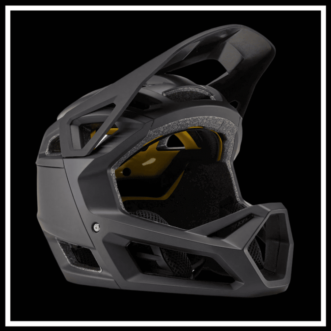 FOX RACING PROFRAME SURFACE HELMET BIKE side view showcasing its stylish design and advanced helmet technology.