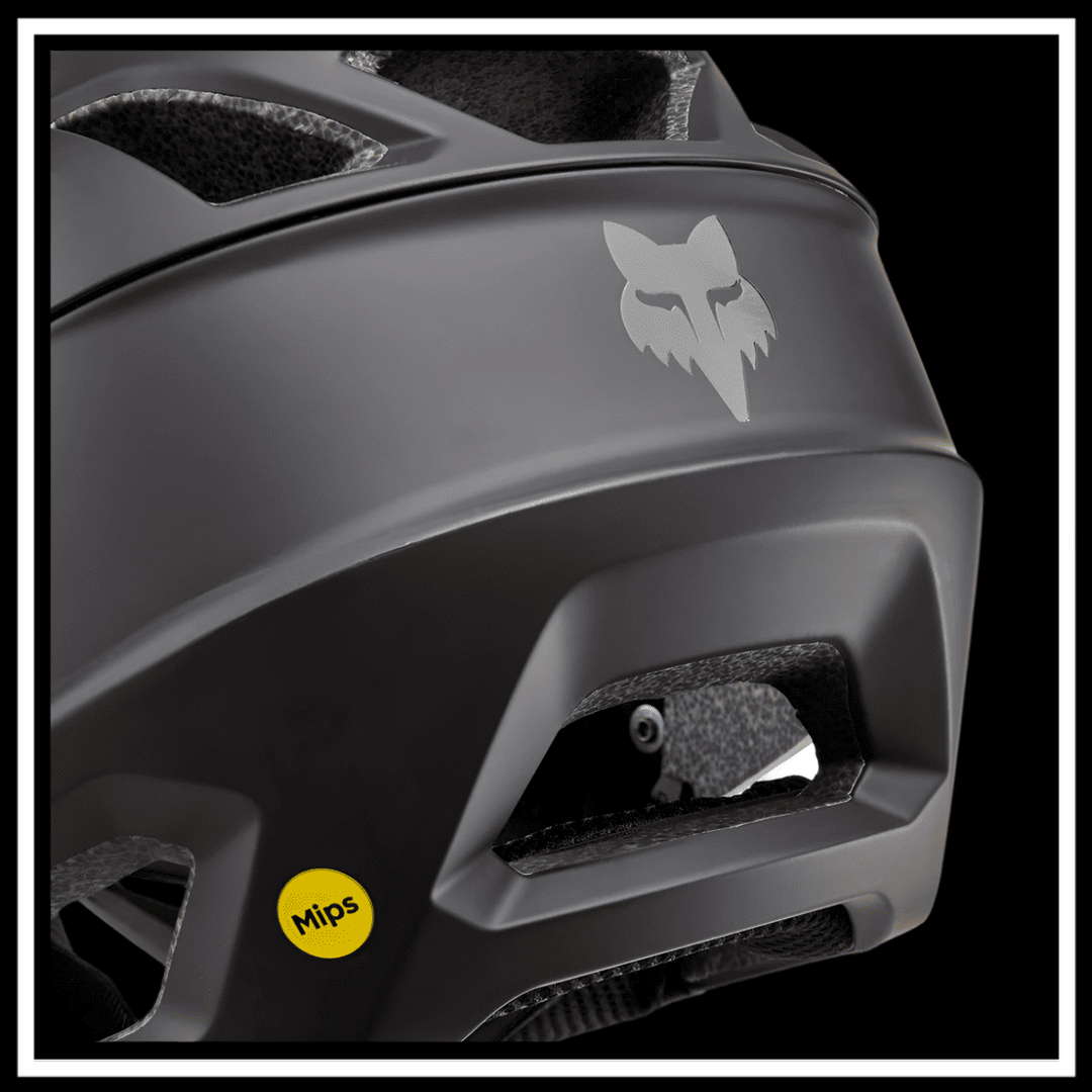 FOX RACING PROFRAME SURFACE HELMET BIKE showing the logo and MIPS technology on a matte finish helmet.