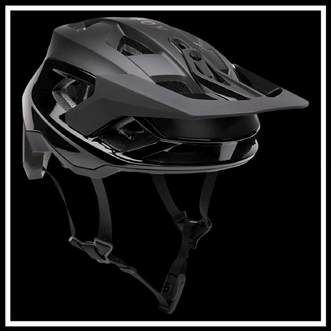 🇮🇪🇪🇺🇺🇸 FOX RACING SPEEDFRAME PRO HELMET in black color displayed on a black background.