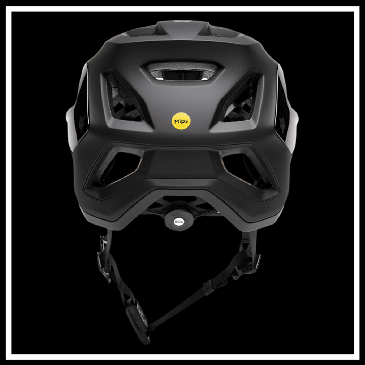 FOX RACING SPEEDFRAME PRO HELMET with MIPS technology, top view showcasing its ventilation and adjustable fit.