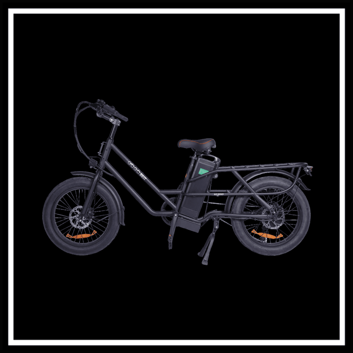 GOGOBEST GF200 FOOD-DELIVERY CARGO E-BIKE side view showcasing its robust design and electric features.