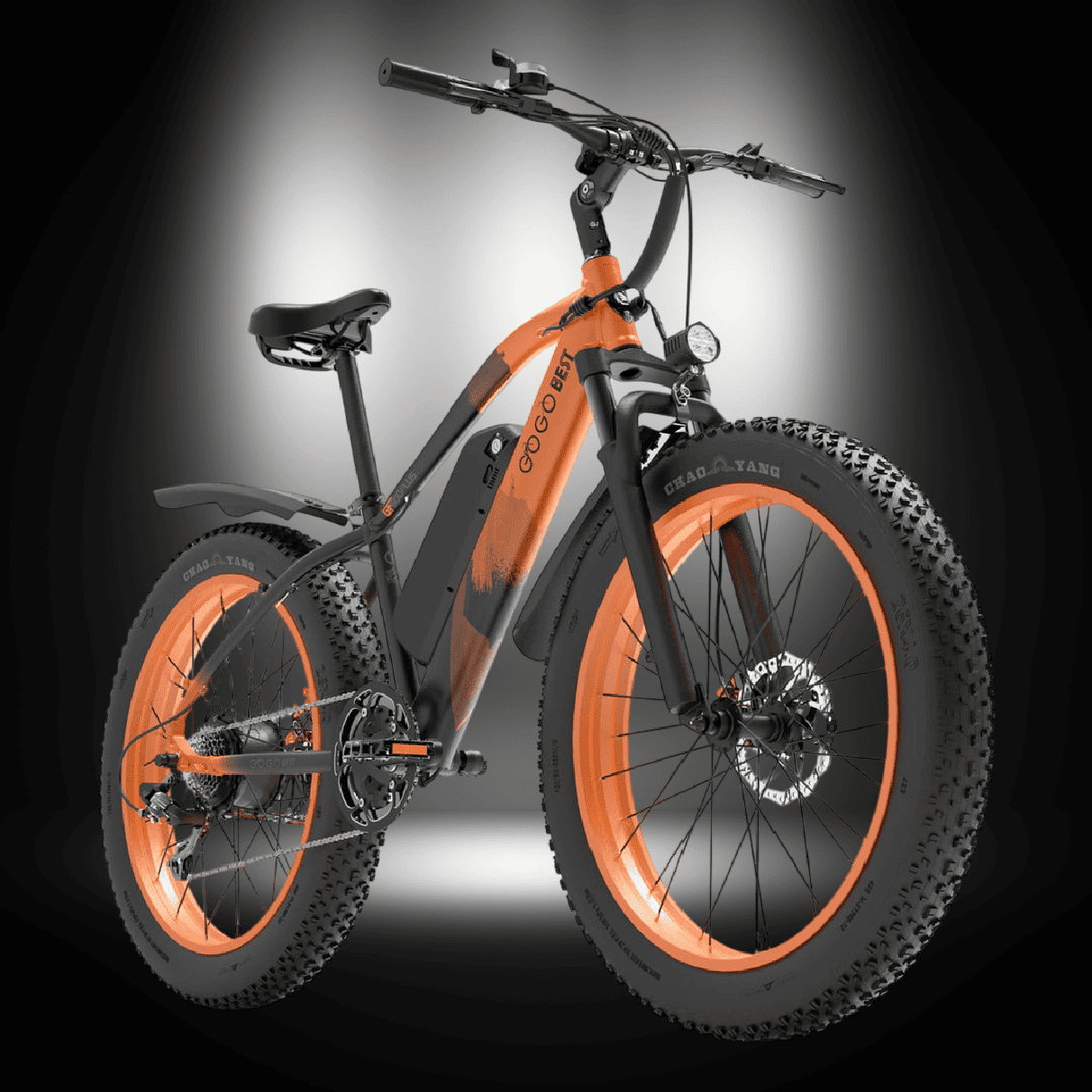GOGOBEST GF600 PLUS 1000W ELECTRIC BIKE showcasing its sleek design and all-terrain capabilities.
