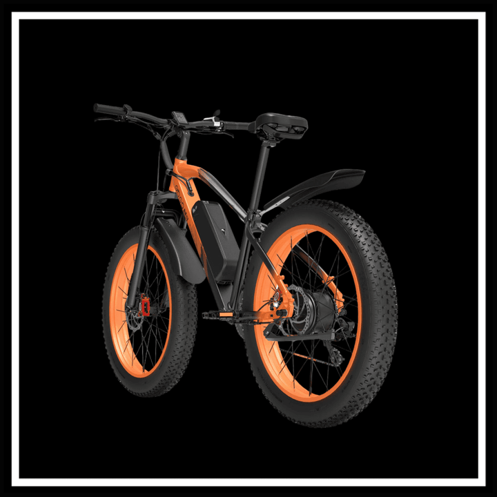 GOGOBEST GF600 PLUS 1000W electric bike with orange accents and fat tires, designed for all-terrain riding.