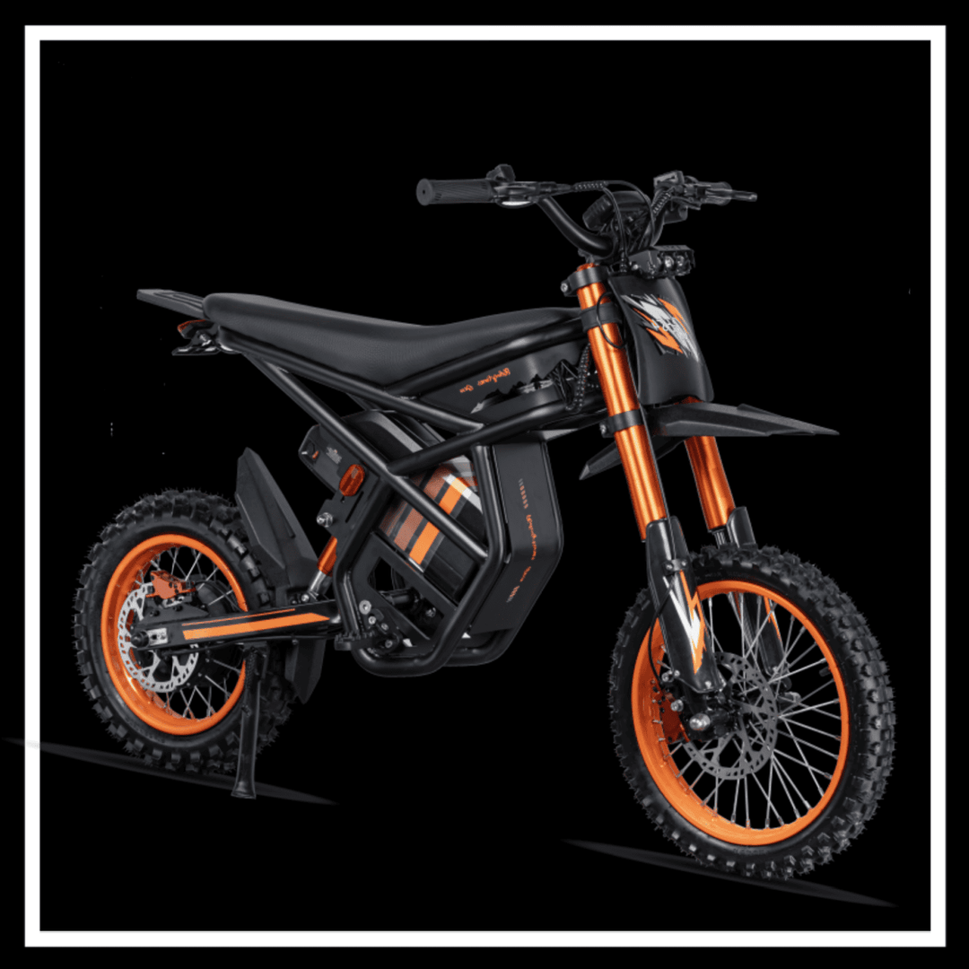 GT54 2000W RIDING'TIMES ELECTRIC MINI E-BIKE in black and orange design with rugged tires