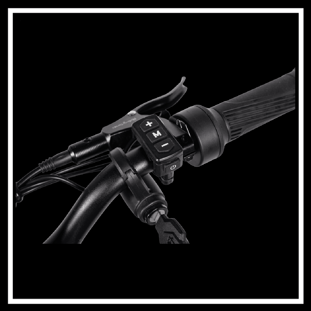 GT54 2000W RIDING'TIMES ELECTRIC MINI E-BIKE handlebar controls showing electric bike features