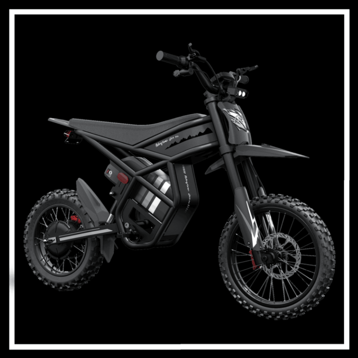GT54PRO 3000W RIDING'TIMES ELECTRIC MINI E-BIKE in sleek black design with off-road tires and powerful motor.
