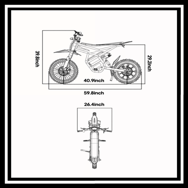 Dimensions of 🇮🇪🇪🇺🇺🇸 GT54PRO 3000W RIDING'TIMES ELECTRIC MINI E-BIKE showcasing height, width, and length.