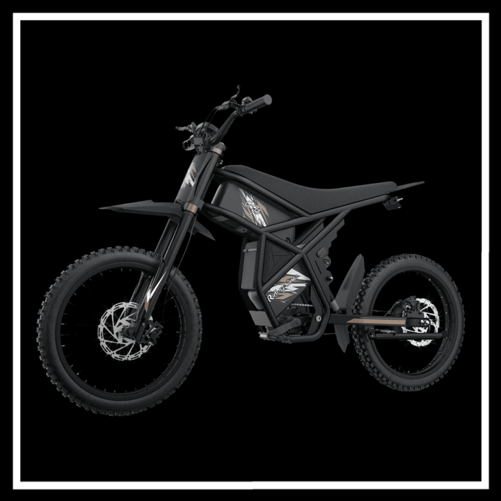 🇮🇪🇪🇺🇺🇸 GT73PRO 3000W RIDING' TIMES DIRT E-BIKE on a black background, showcasing its sleek design and robust features.