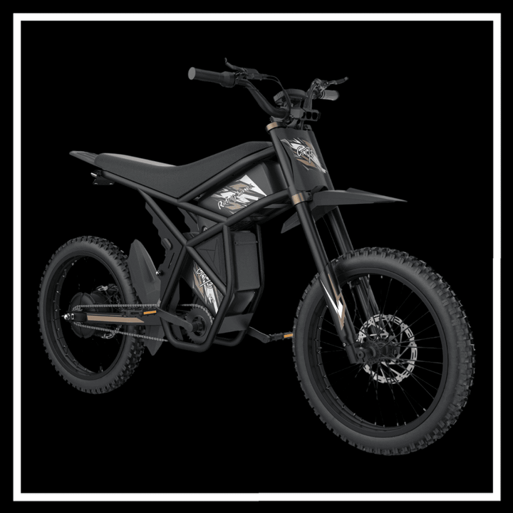 GT73PRO 3000W RIDING' TIMES DIRT E-BIKE in sleek black design with rugged tires for ultimate performance.