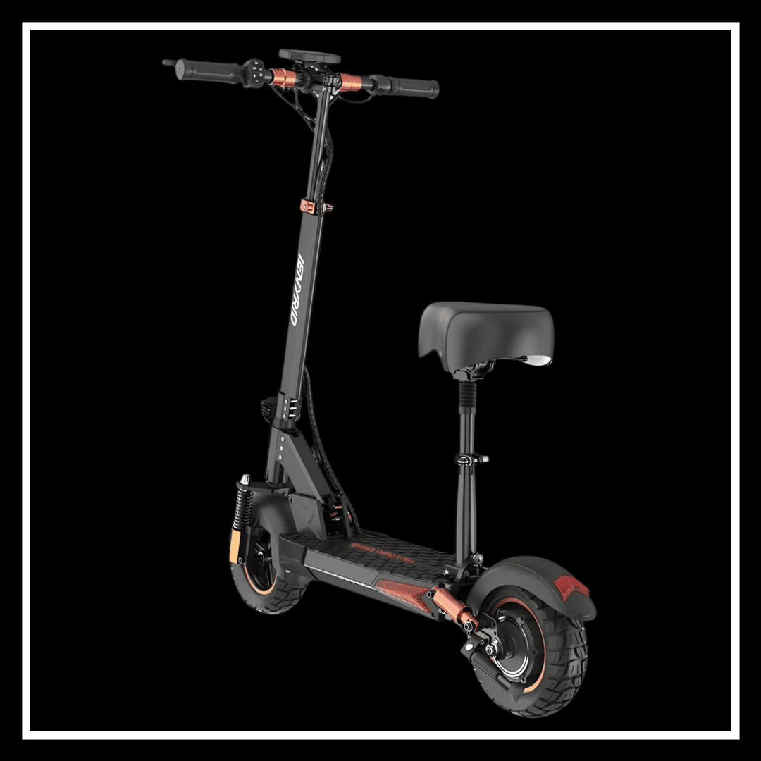 Electric scooter iENYRID M4 PRO S+ MAX with adjustable seat and off-road tires, ideal for versatile riding.