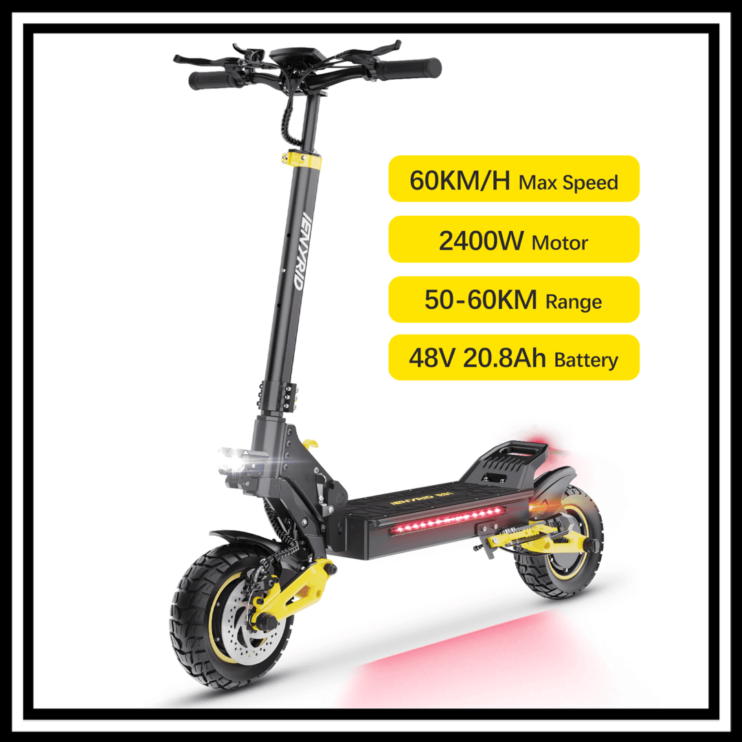 iENYRID ES1 Electric Scooter with 2400W motor, max speed of 60 km/h, 48V 20.8Ah battery, ideal for commuting and adventures.