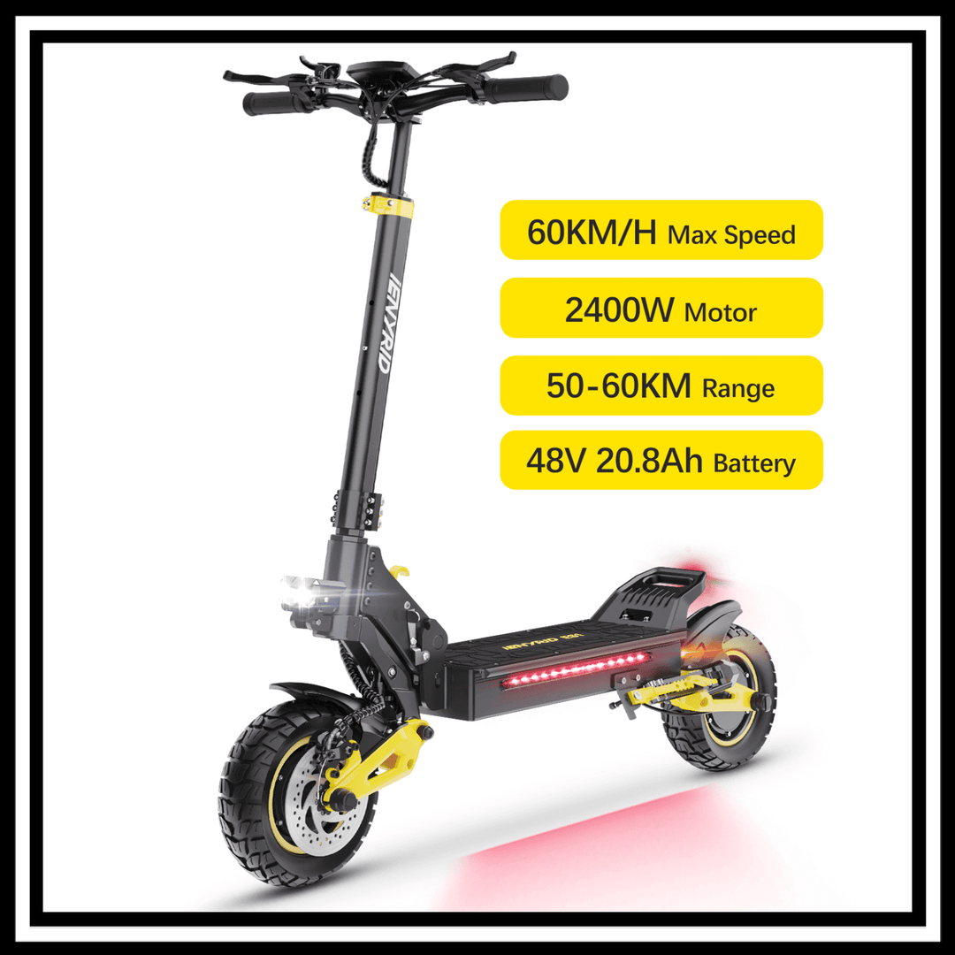 iENYRID ES1 Electric Scooter with 2400W motor, max speed of 60 km/h, 48V 20.8Ah battery, ideal for commuting and adventures.