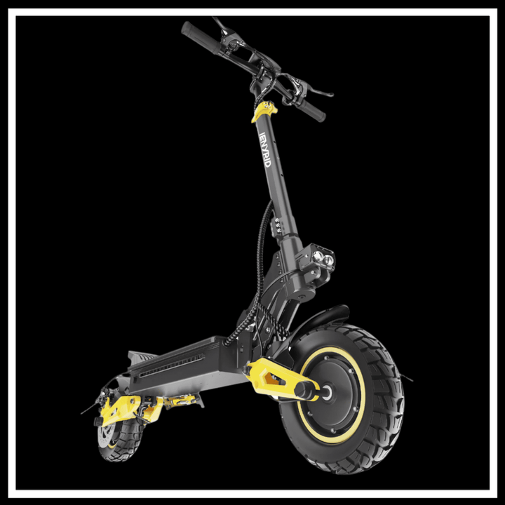 iENYRID ES1 Electric Scooter with dual motors, 10-inch tires, and a sleek black and yellow design.