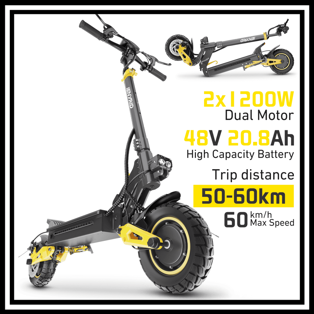 🇮🇪🇪🇺🇬🇧🇺🇸 iENYRID ES1 Electric Scooter with dual 1200W motors and 48V battery for urban and off-road adventures.