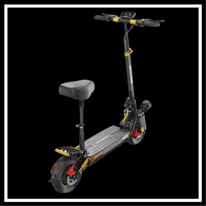 iENYRID ES6 Electric Scooter with dual motors and sleek design on a black background.