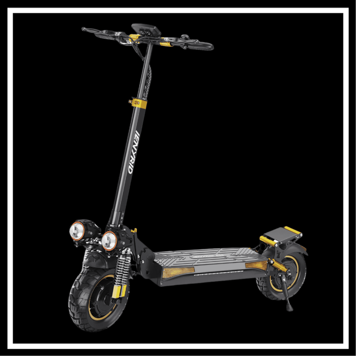 iENYRID ES6 Electric Scooter with dual motors and sleek design on a black background.